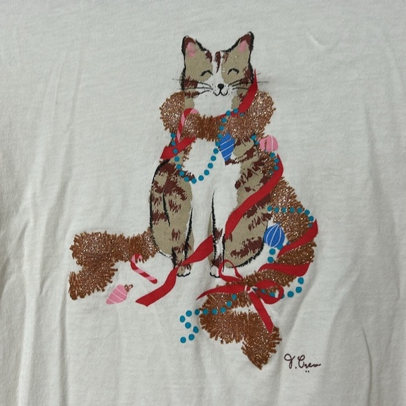 J Crew Factory Holiday party cat graphic tee size Small - Picture 4 of 7